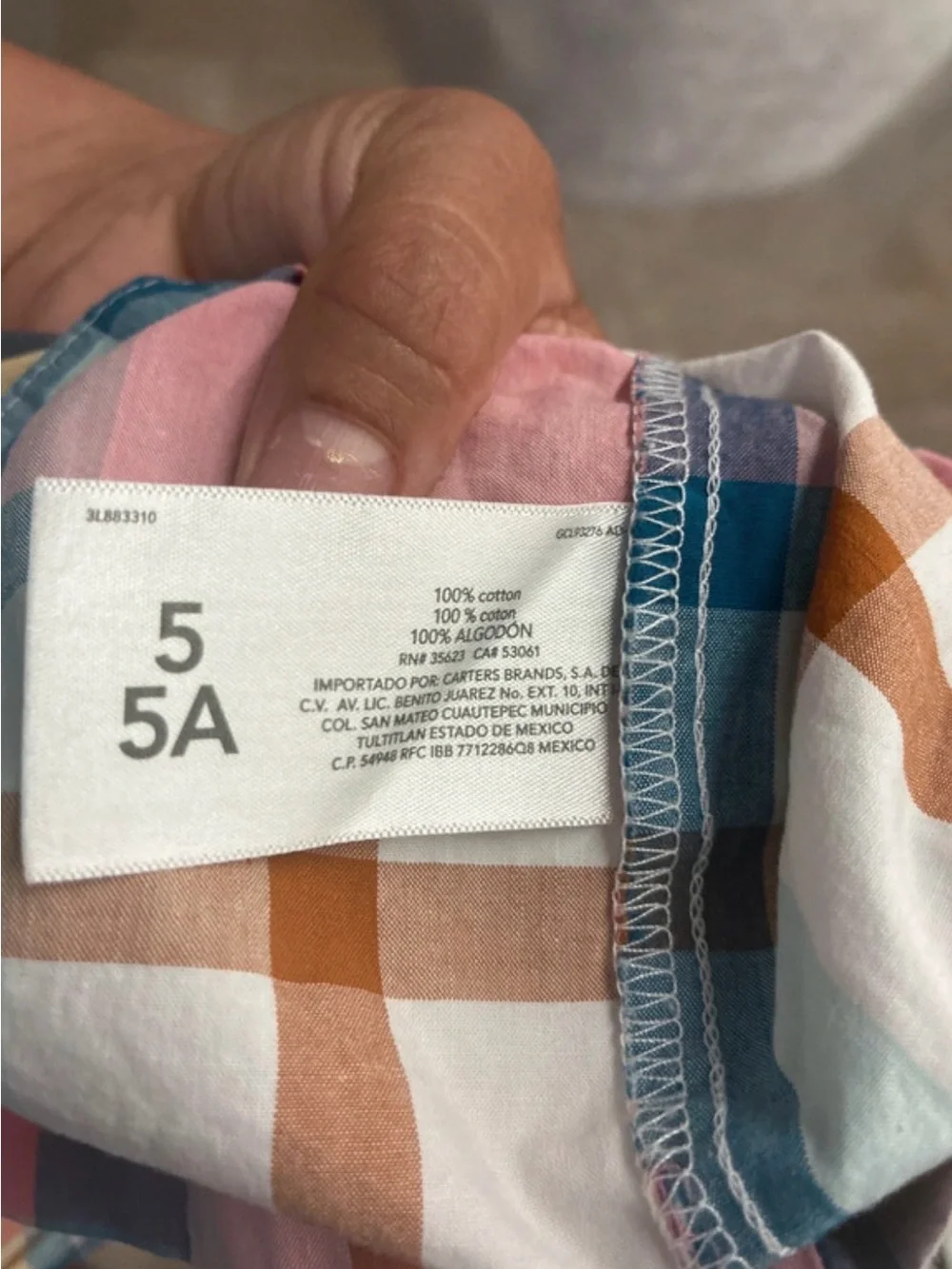 Carter's Sleeveless Plaid Cotton Dress in Pink, Blue & Yellow